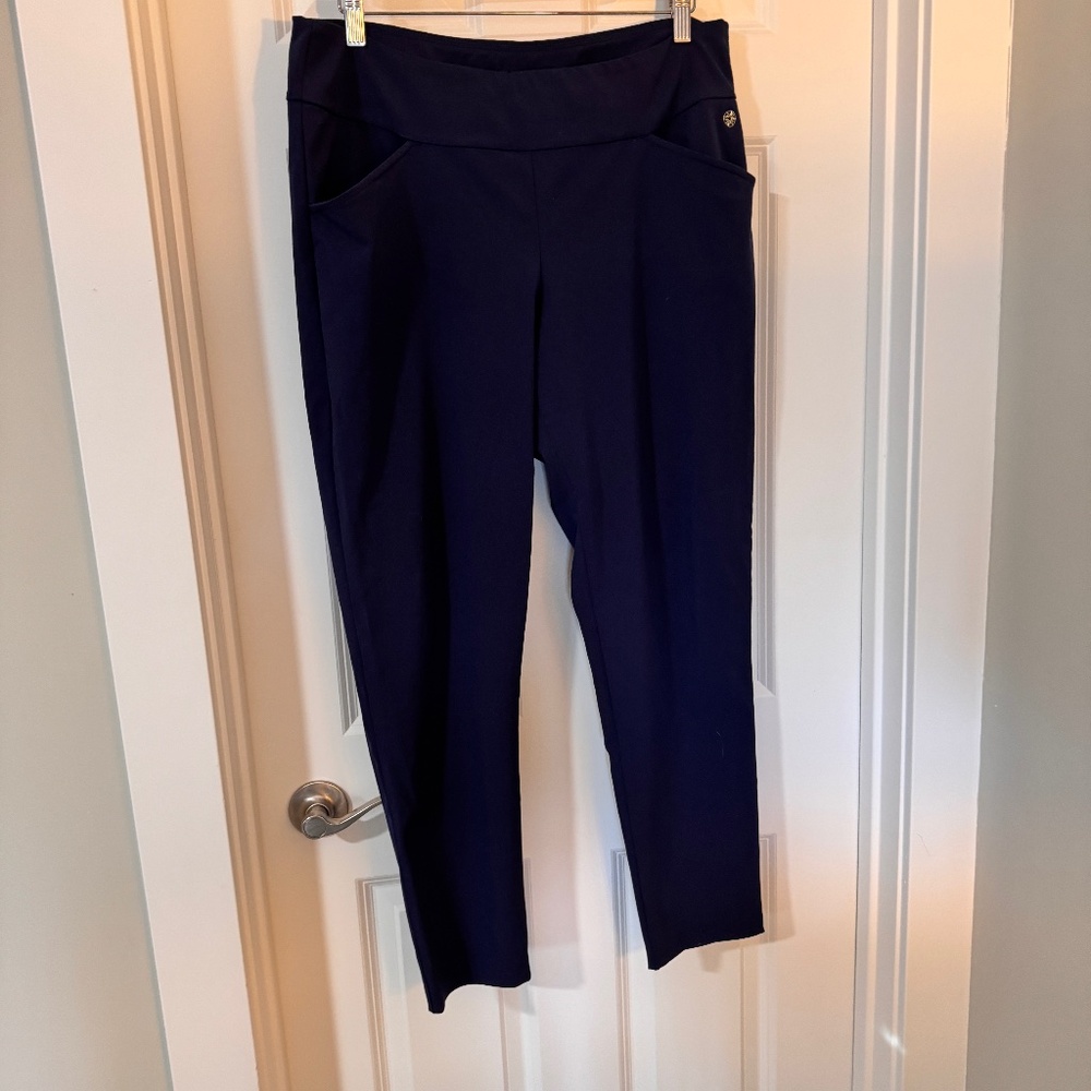 Lilly Pulitzer Luxletic Corso Pant 28" inseam sz 14 GUC in True Navy